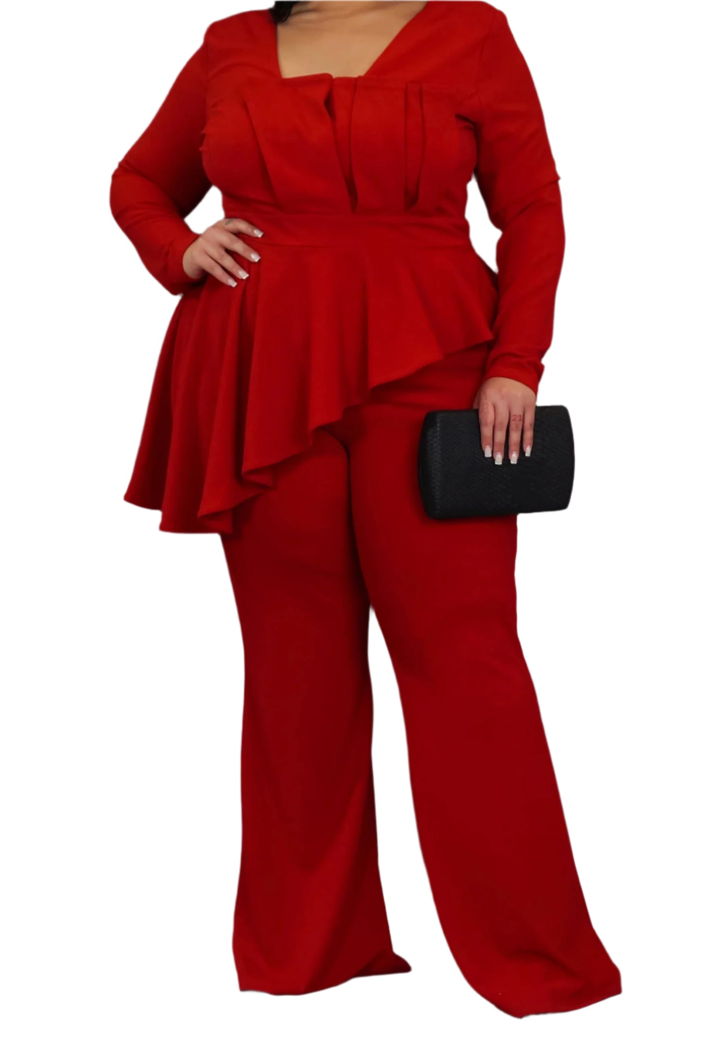 00 Plus Size Night out Red Jumpsuit