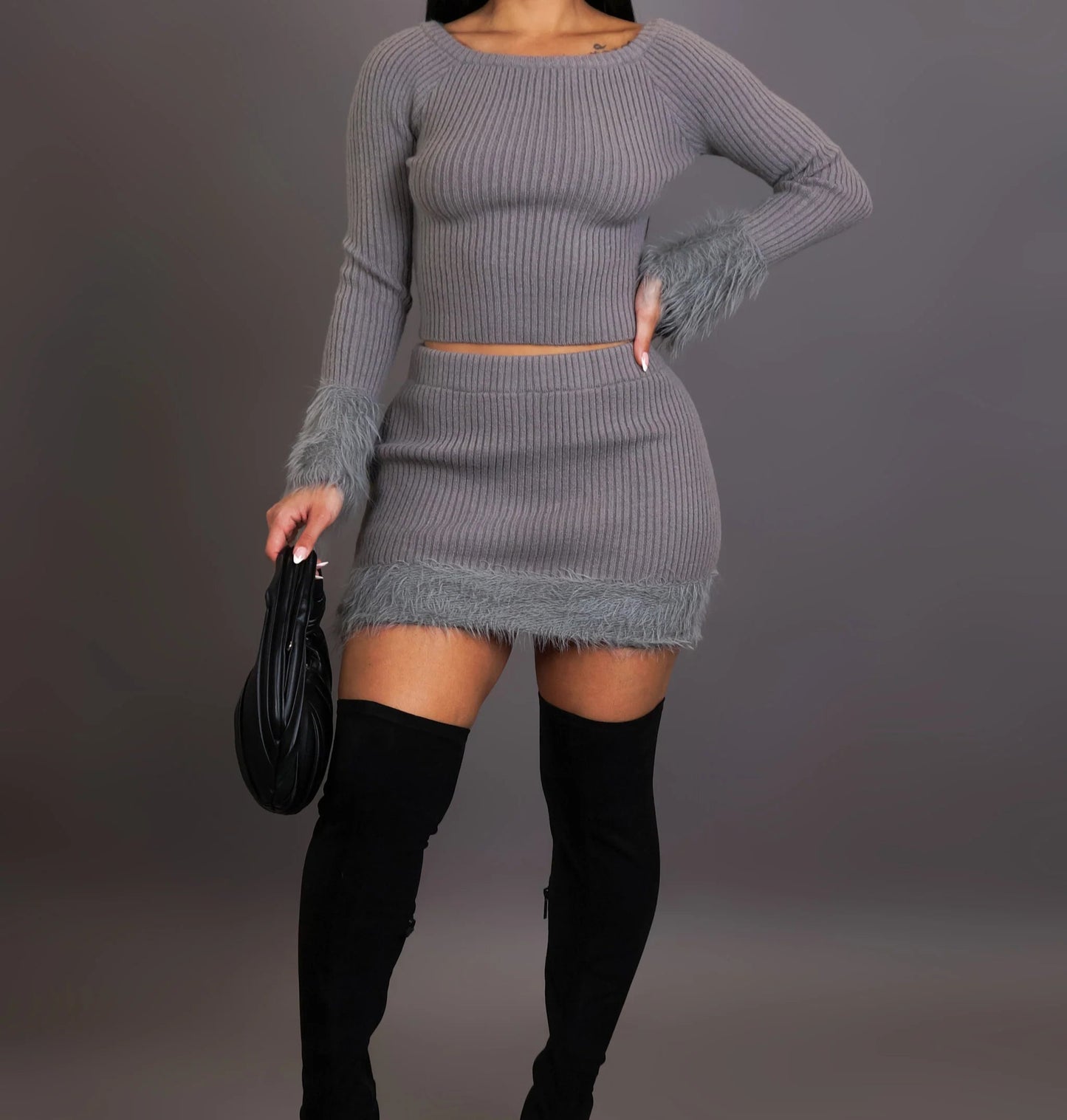 00 Knit 2pc skirt set