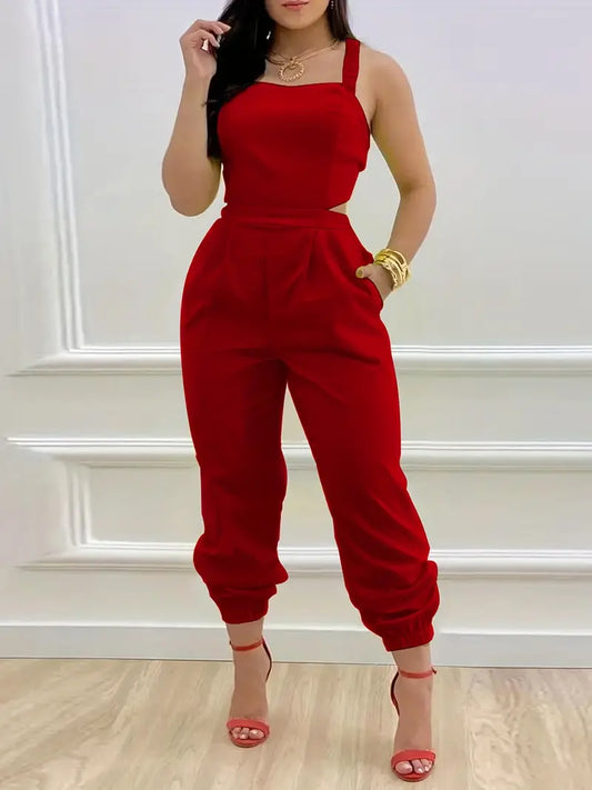 Lovely Red Backout Sleeveless jumpsuit