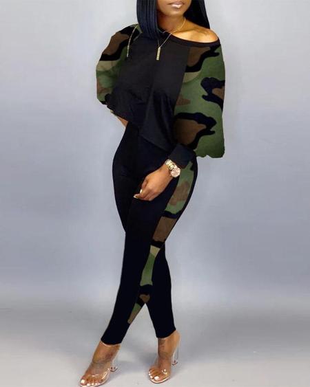 Long sleeve camouflage 2pc set